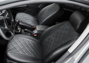 Авточехлы Opel Astra H седан, хэтчбек 2004-2011, эко-кожа, черные RIVAL