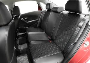Авточехлы Volkswagen Polo V седан 2010-2015 2015-н.в., эко-кожа, черные RIVAL