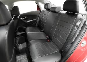 Авточехлы Volkswagen Polo V седан 2010-2015 2015-н.в., эко-кожа, черные RIVAL