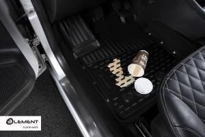 Коврик салона TOYOTA C-HR (16-), 4WD, SUV 3D полиуретан черный (4 предм.) ELEMENT