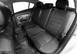 Авточехлы Chevrolet Cruze I седан, хэтчбек, универсал 2009-2015, эко-кожа, черные RIVAL