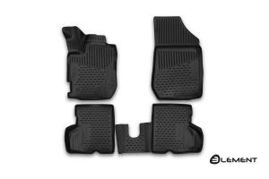 Коврик салона RENAULT Kaptur (16-) 3D полиуретан черный (4 предм.) ELEMENT
